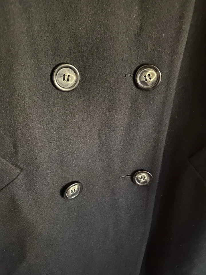 Vintage Pendleton Black 100% Merino Wool Double Breasted Long Trench Coat Size 6 - Image 2 of 4