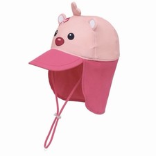 Pororo Loopy Kids Sun Hat Pink Neck Flap Cap Outdoor Beach Pool 52-53cm