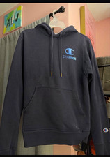 Champion Women  s Black Pullover Hoodie Size XS Logo Front/Back Kangaroo Pocket