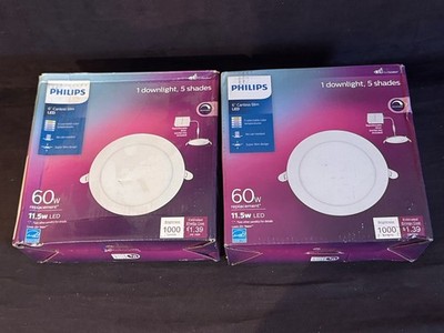 (2) Philips 6'' Canless Slim LED Downlight 5 Shades Dimming Ceiling Lights