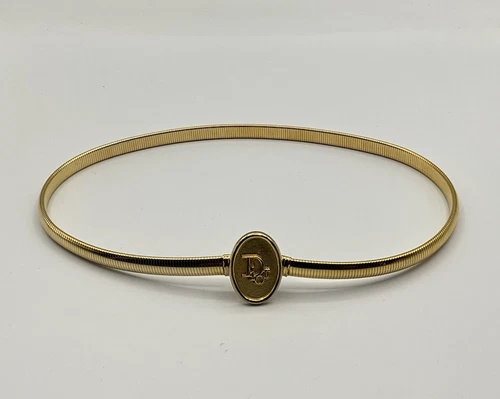 Accessoire ceinture skinny Christian Dior doré massif stretch vintage taille