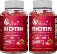 Biotin Gummies 10000 mcg for Stronger Hair Skin Nails 60 Vegan  2 Pack 