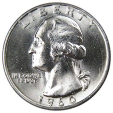 1960 D Washington Silver Quarter Uncirculated Mint State 25c Coin