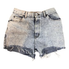 Vintage Acid Wash High Waisted Denim Cut-Off Shorts Womens Size M Blue 28W