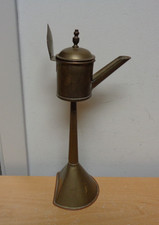 Antique DUTCH Primitive Brass Whale Oil betty Lamp Early 1800s Netherlands