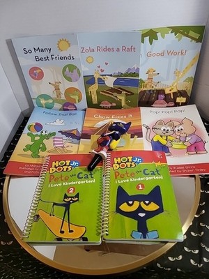 Hot Dots Jr Pete The Cat I Love kindergarten 2 Book Set With Pen Set And 6 Phoni