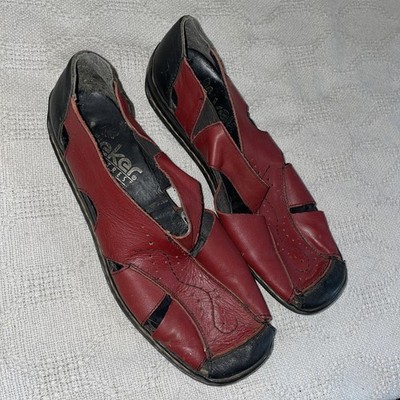 Rieker Women s Casual Shoes Size 40 U.S. 9 M Red Leather Going Out Party 