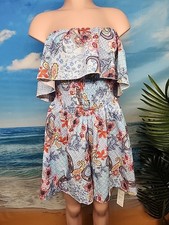 Nwt Cupshe Women Blue Orangr Pink Floral Paisley Romper Size Large