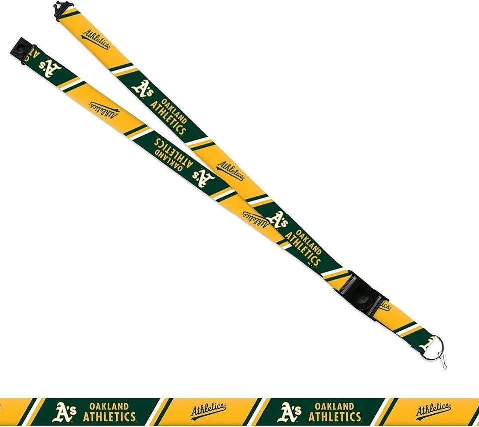 Oakland Athletics A's Lanyard Keychain Double Sided 18 Inch Button Clip... - Image 2 of 4