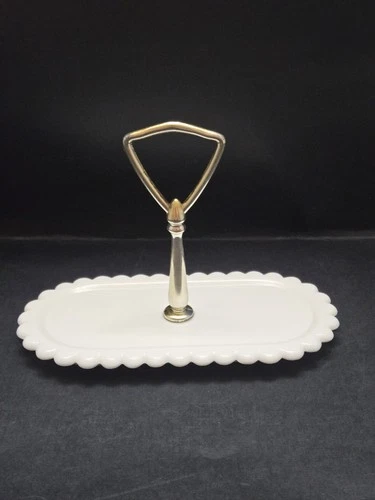 Vintage Fenton Milk Glass Creamer and Sugar Tray Stand 7.5"