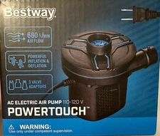 🆕 Bestway PowerTouch AC Electric Air Pump  680 L/ Min Air Flow 3 Valve Adaptors