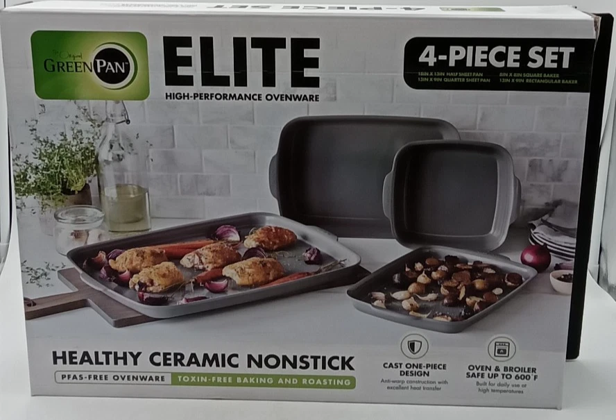 GreenPan Elite Ovenware Healthy Ceramic Nonstick 4 Piece Bakeware Set