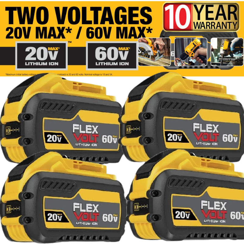 4-Pack DEWALT FLEXVOLT 20V/60V MAX 9.0Ah Li-Ion Battery DCB609-2 DCB612 Replacement