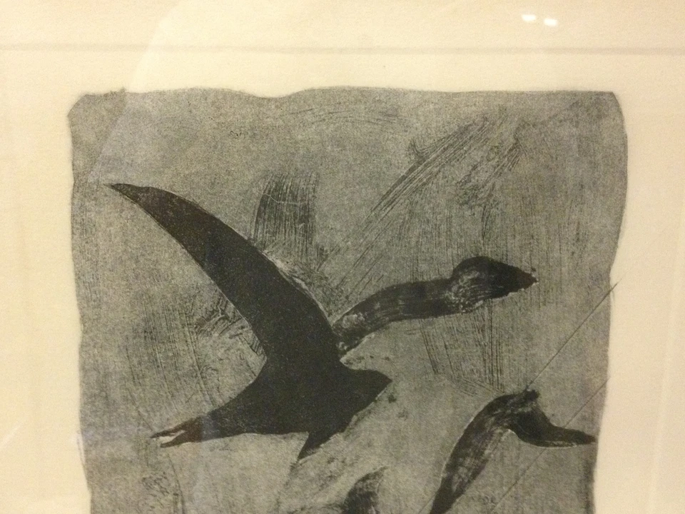 复古 Georges Braque 平版画 飞行中的鸟类 带背面真品证明 — 第 3/4 张图片