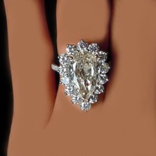 Fancy Yellow 6.50 Carat Pear Cut Platinum Diamond Engagement Ring GIA Certified