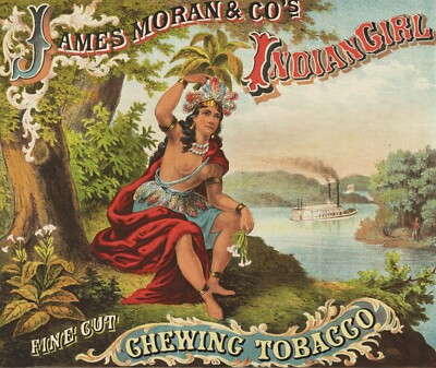 Indian Girl Chewing Tobacco from 1874 - Vintage Illustration - 5 x 7 inch  Print