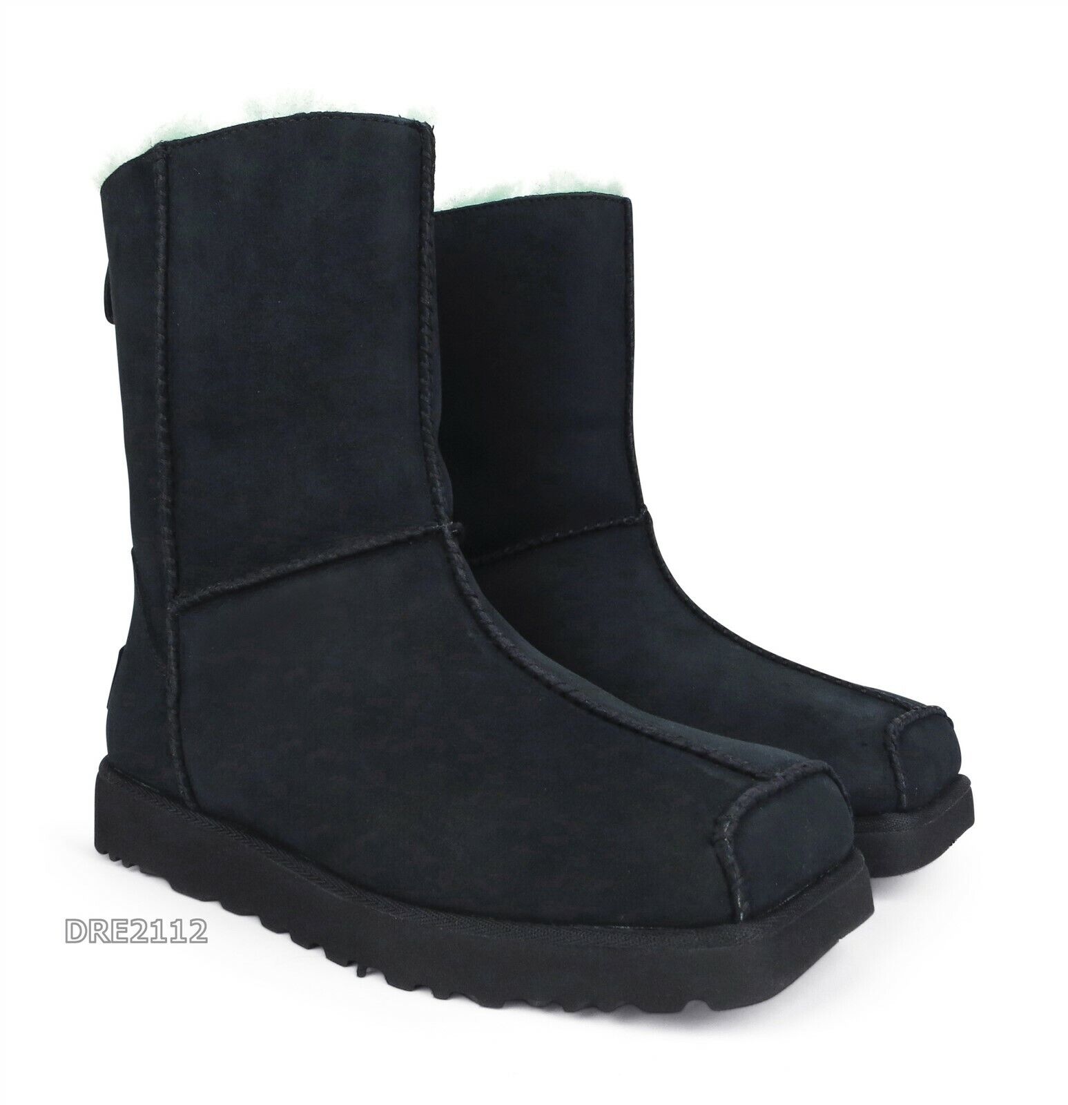 UGG x Eckhaus Latta Block Boot Black Absinthe Suede Fur Boots Womens Size 8  NIB