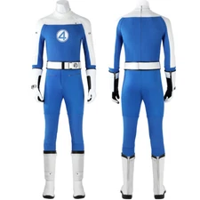 The Fantastic 4 First Steps Human Torch Cosplay Costume Halloween Blue Jumpsuit