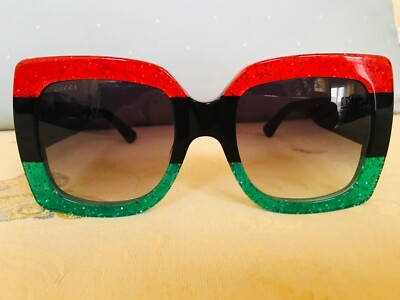 Gucci GG0083 55mm Women\'s Oversized Square Sunglasses - Black/Red/Green Gucci Red/Green Glitter GG0083S Oversized Square Sunglasses  main image 2