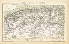 Karte ALGERIEN und TUNESIEN 1893 Original-Graphik