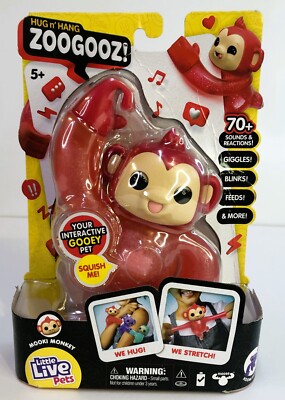 Little Live Pets Hug n' Hang Zoogooz Mooki Monkey Interactive Sounds & Reactions