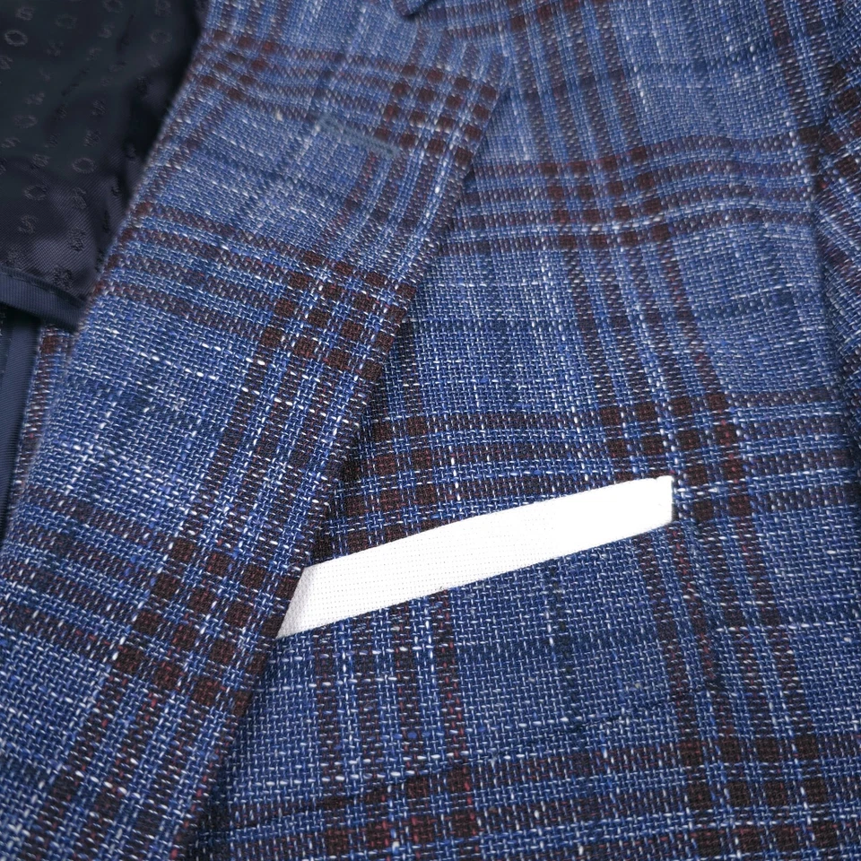 $695 Hugo Boss Hutson синий Glen клетку Slim Fit спортивное пальто куртка мужская размер 38R - Изображение 4 из 4