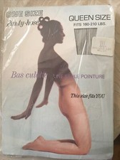 Vintage One Size Queen Grey nude pantyhose w/ model