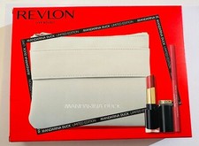POCHETTE GRIGIO CHIARO CON ROSSETTO E MATITA LABBRA REVLON