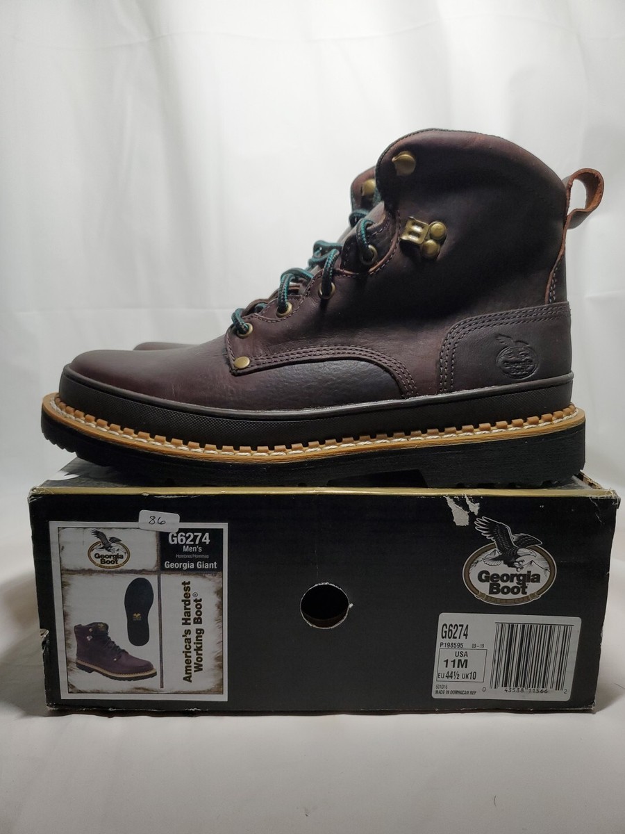 Georgia Boots Giant 6 Inch Lace Up Work SZ 11 Mens Brown  display picture 2