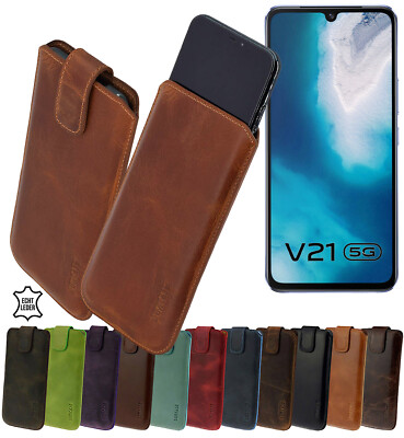 Hülle für vivo V21 5G Tasche Slim Case Echt Leder Schutz Kappe Cover Handyhülle