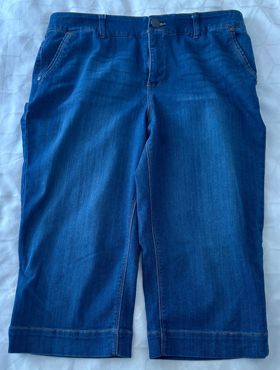 ONE 5 ONE CAPRI DENIM BLUE JEANS SHORTS SIZE 14 LOVE MY FIT