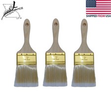 3x Lot 3" Wood Handle Paint Brushes All Purpose Flat End Brush