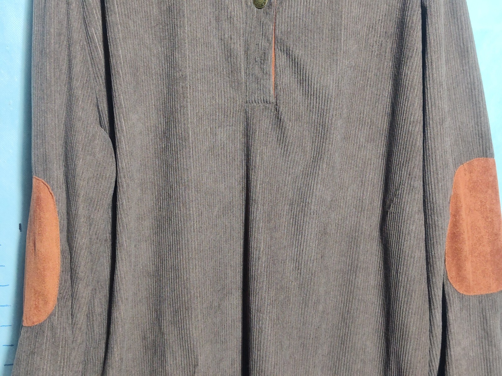 Partial Button Unbranded Brown Corduroy High Neck Partial Button Size L | eBay