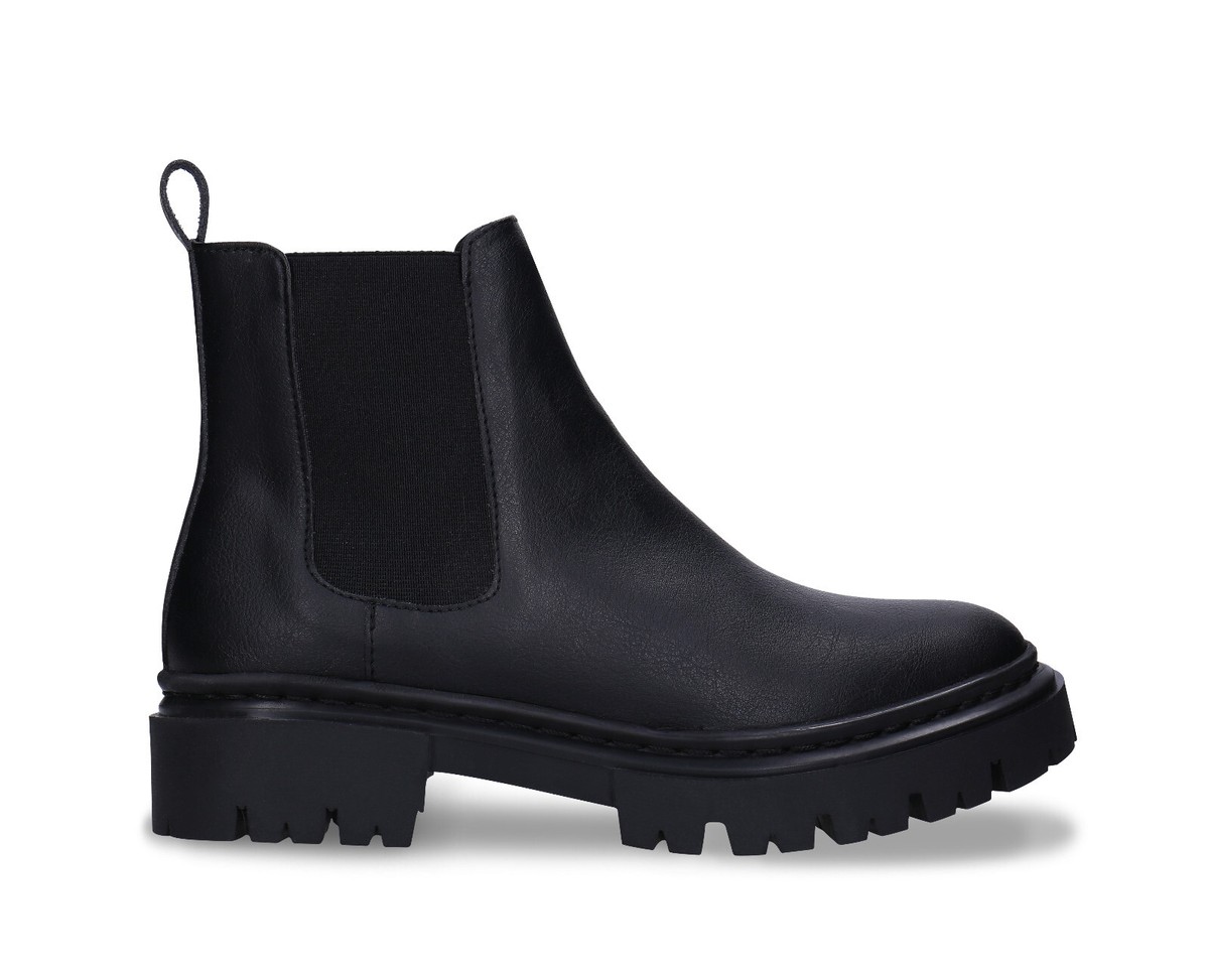 Women chelsea boots black vegan leather ankle with plain toe  display picture 1