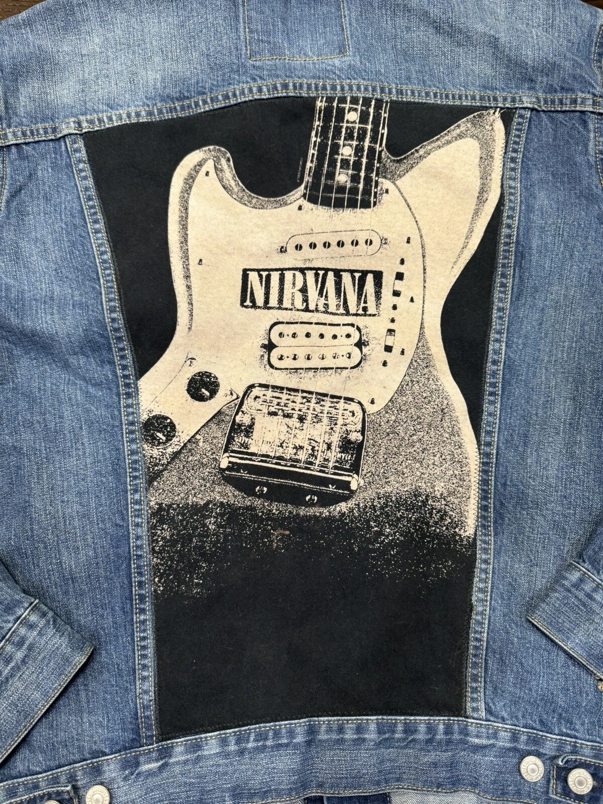 BALENCIAGA GIACCA CAMIONISTA VINTAGE LEVI'S PERSONALIZZATA NIRVANA KURT COBAIN DA UOMO TAGLIA GRANDE RARA!!!!