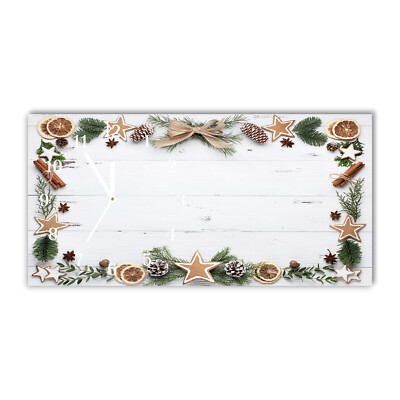 Tulup Glas Wanduhr 60x30cm - Weiß - Deko - Christmas Holiday Gingerbread