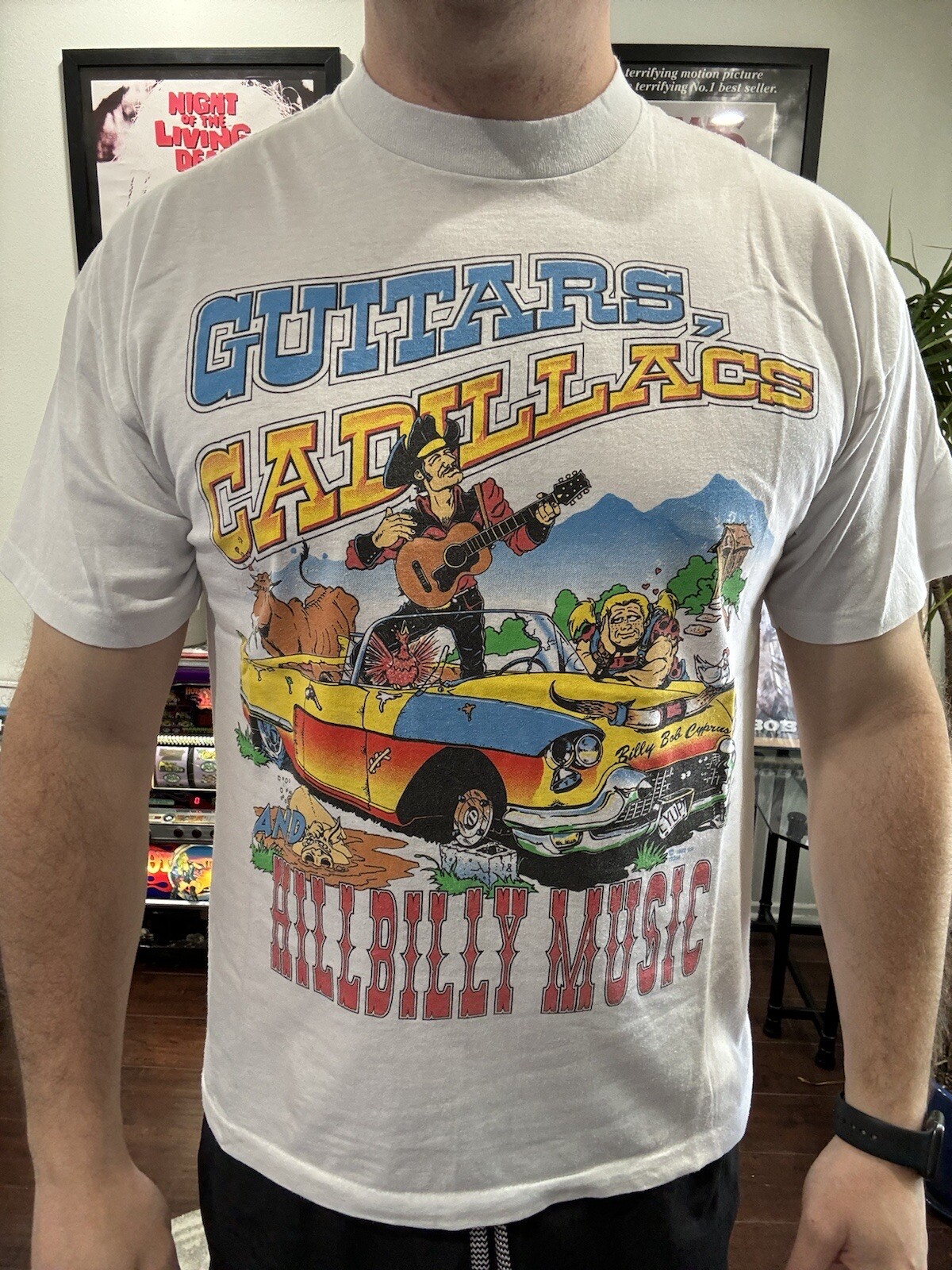 Vintage Guitars Cadillacs Hillbilly Music Shirt Signal Sport XL Single