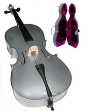 Merano 1/4 Cello w/ Lightweight Hard Case, Bow, Rosin for Student - Silver