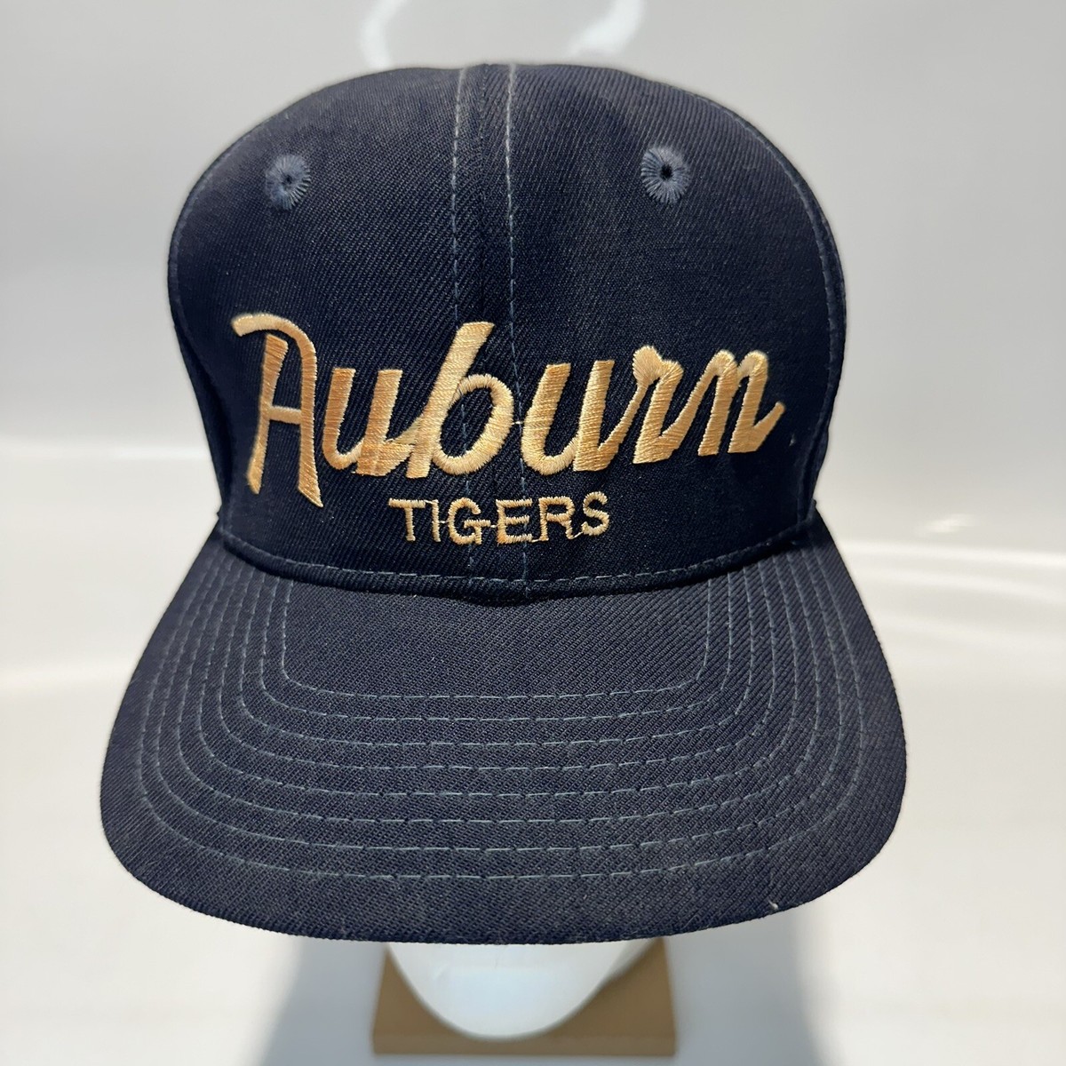 Vintage Auburn Tigers Script Snapback Wool Hat Cap Navy Blue *FADED