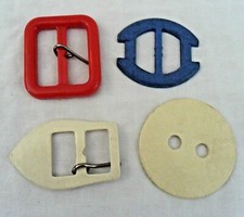 Vintage Belt Sash Buckle Retro Lot of 4 Art Deco Plastic Red White Blue