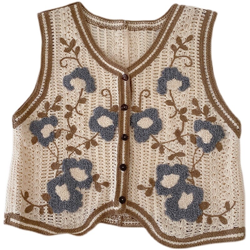 Women Knitted Tank Top Ethnic Crochet Waistcoat Vest Gilet
