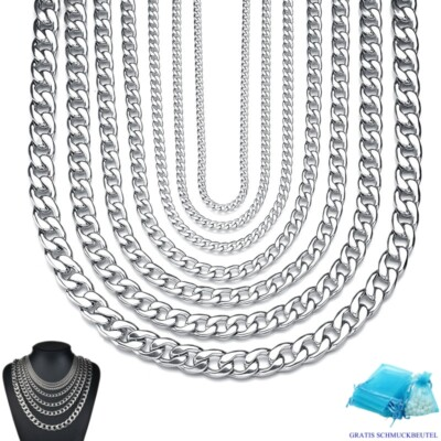 #ad PANZERKETTE 2 mm 10 mm Massiv Edelstahl Halskette 30 cm 120 cm Herren Damen EUR 11.09