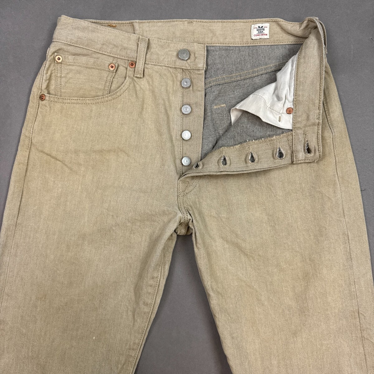 Levis 501 Jeans Mens 32x32 Brown White Oak Cone Denim Pants
