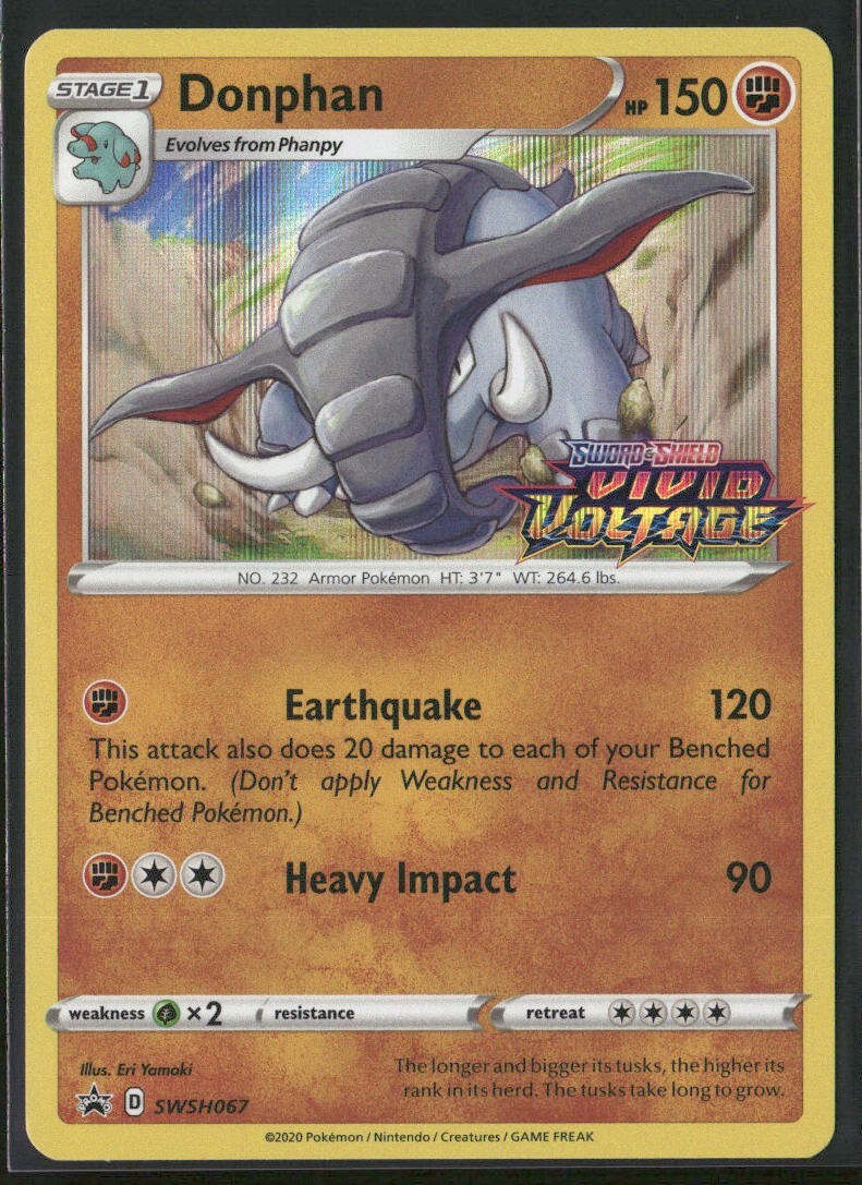 Pokemon TCG Donphan SWSH067 Black Star Promo Vivid Voltage Pre Release NM