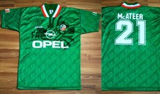 REPUBLIC OF IRELAND HOME FOOTBALL SHIRT 1994-1995 VINTAGE JASON MCATEER SIGNED