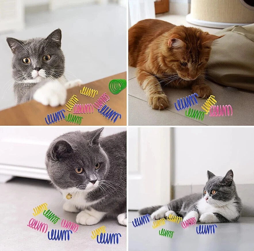 20 Packs Cat Spring Toys Plastic Springs Cat Toys Colorful for Cat ...
