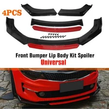 Car Universal Plastic Front Bumper Lip Splitter Body Kit Spoiler Gloss Black+Red