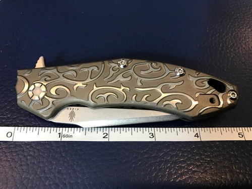 Kizer 4431T IKBS Titanium Framelock Tanto S35VN Scroll Folder