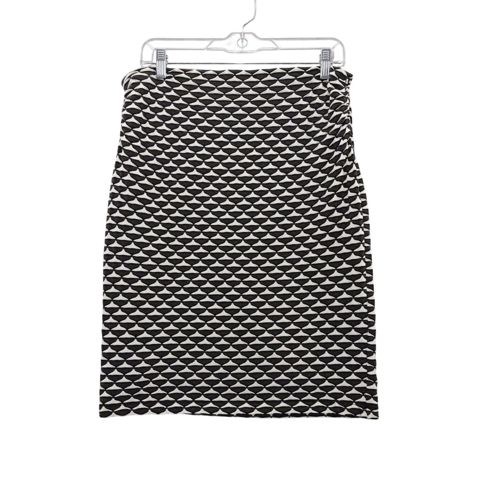 Skirt 3d Geometric Print Lined  Black White  L