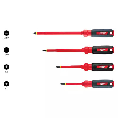 Milwaukee 1000 Volt Insulated Screwdriver Set and Pouch 4 Piece 48 22